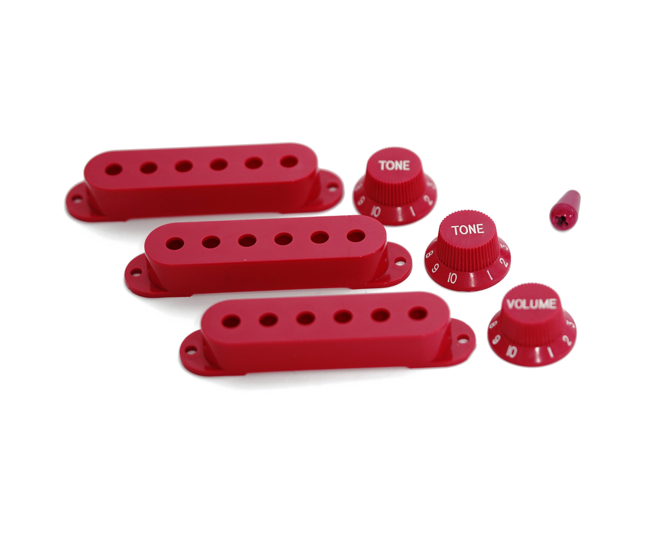 Guyker 3Pcs Plastic Guitars Single Coil Pickup Covers (52Mm Pole Spacing) & 1 Volume 2 Tone 1V2T Switch Knobs & Switch Tip Cap P